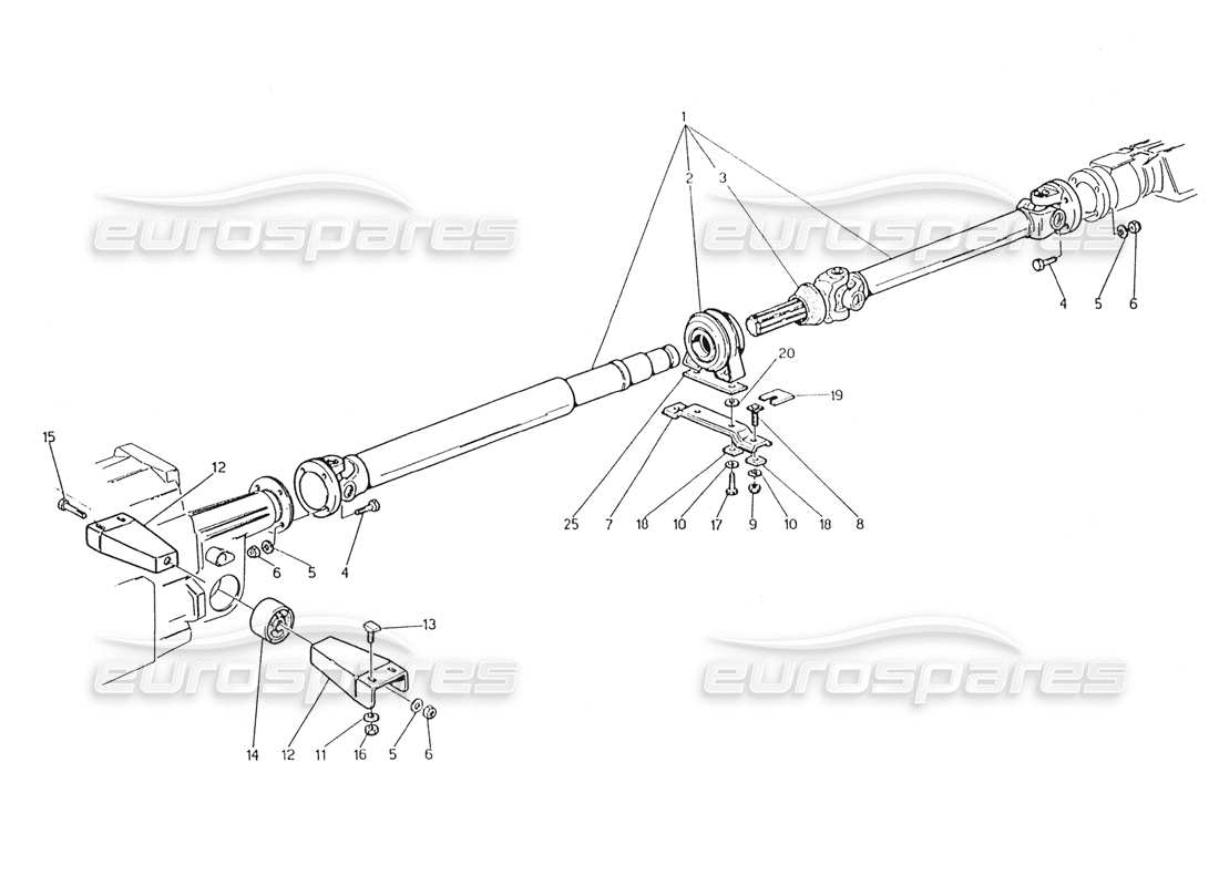 Maserati Karif 2.8 Propeller Shaft and Carrier Part Diagram