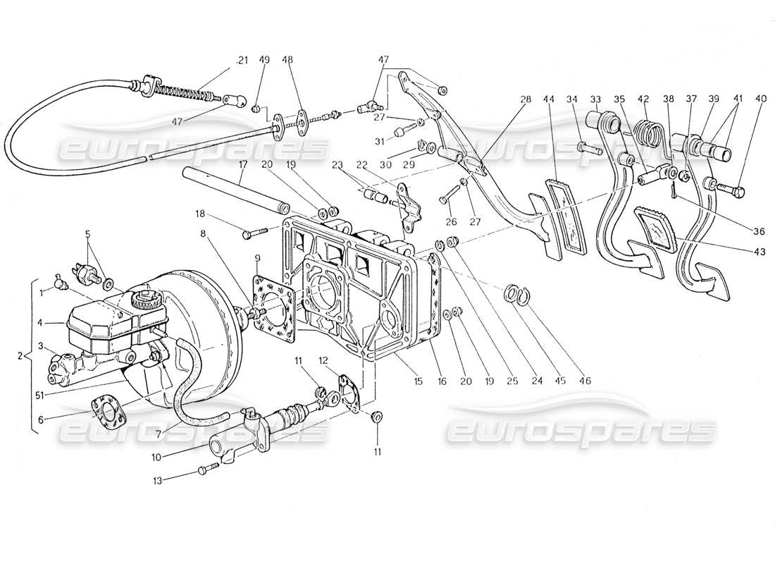 Maserati Karif 2.8 Pedal Assy - Brake Booster clutch Pump (LH Steering Cars) Parts Diagram