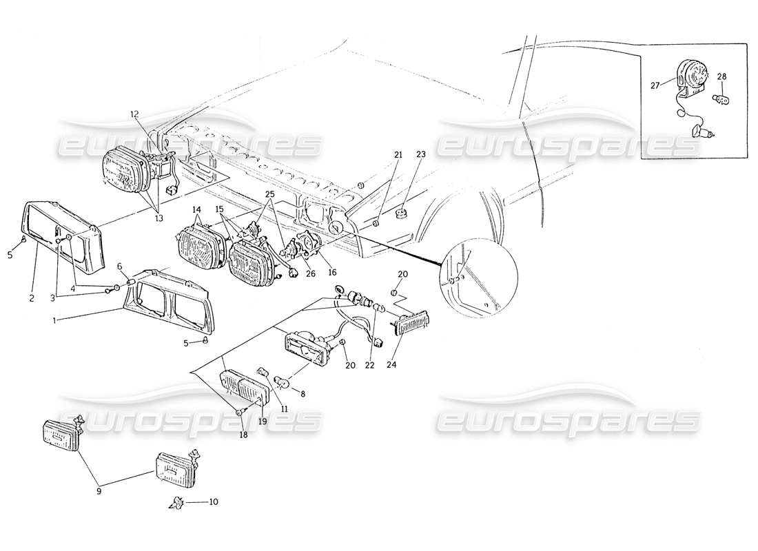 Maserati Karif 2.8 Front Tail Lights Parts Diagram