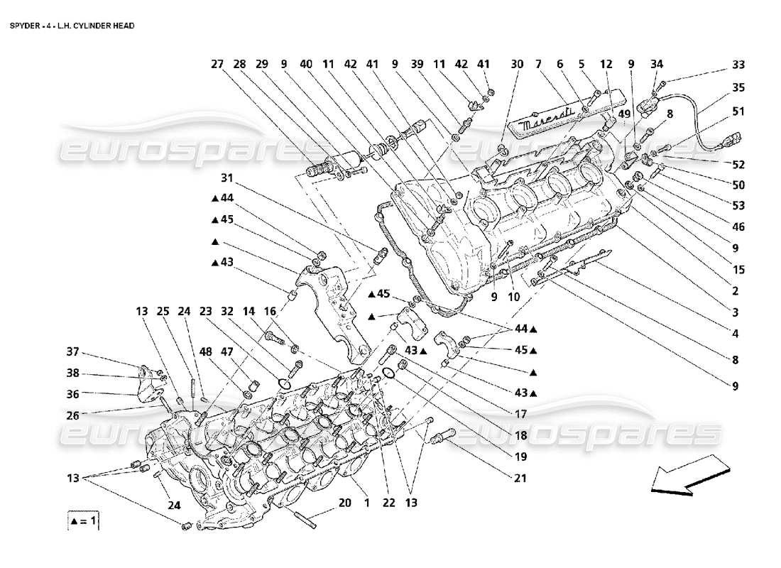 Maserati 4200 Spyder (2002) LH Cylinder Head Part Diagram