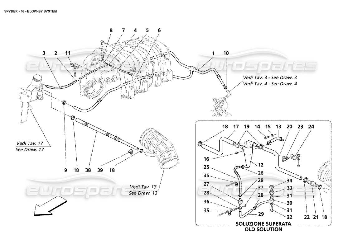 Maserati 4200 Spyder (2002) Blow - By System Part Diagram
