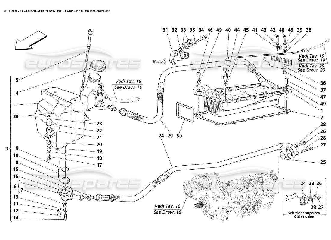 Maserati 4200 Spyder (2002) Lubrication System - Tank - Heater Exchanger Part Diagram