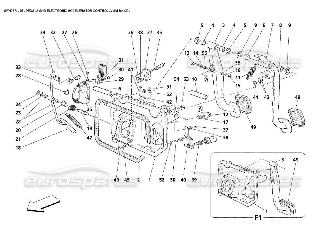 Maserati 4200 Spyder (2002) Pedals and Electronic Accelerator Control -Valid for GD Part Diagram