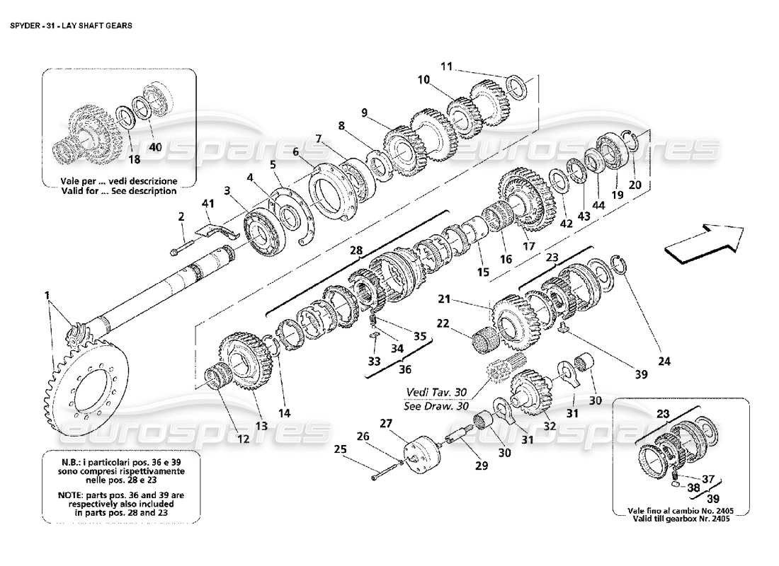 Maserati 4200 Spyder (2002) Lay Shaft Gears Part Diagram
