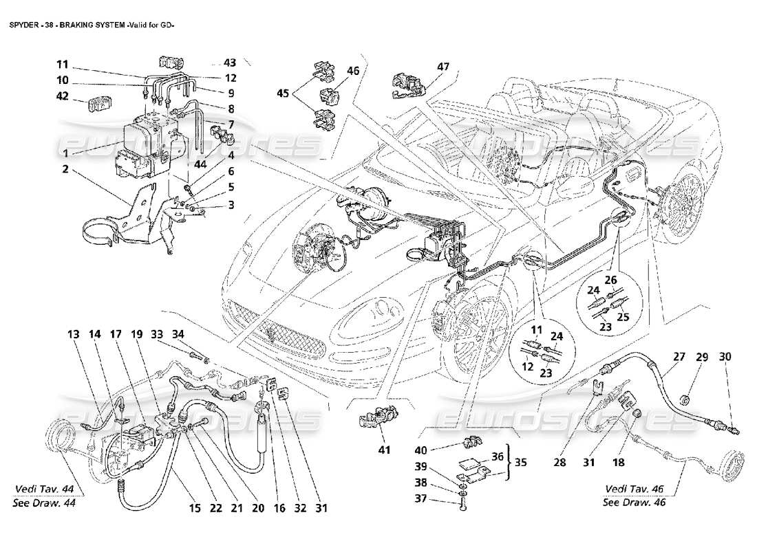 Maserati 4200 Spyder (2002) Braking System -Valid for GD Part Diagram