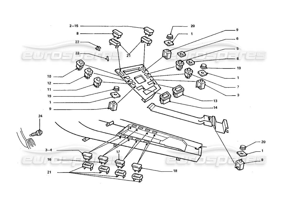 Ferrari 412 (Coachwork) Centre Console Switches Part Diagram