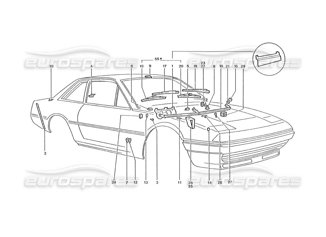 Ferrari 400 GT / 400i (Coachwork) Wiper Motor & Wiper arms Part Diagram