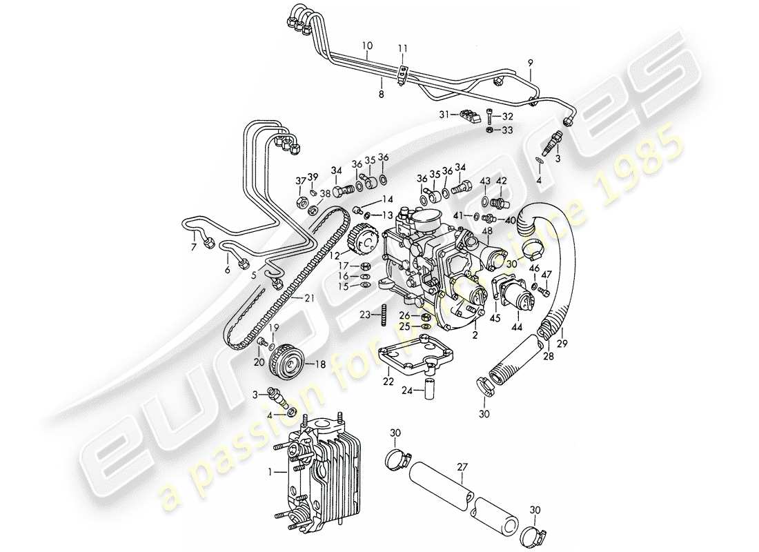 Porsche 911/912 (1965) INJECTION SYSTEM - CYLINDER HEAD - AND - INJECTION PUMP - D - MJ 1969>> Part Diagram
