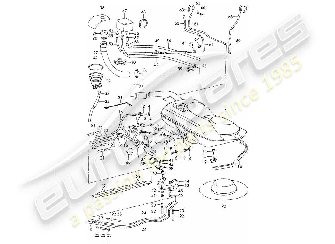 Porsche 911/912 (1965) fuel system Part Diagram