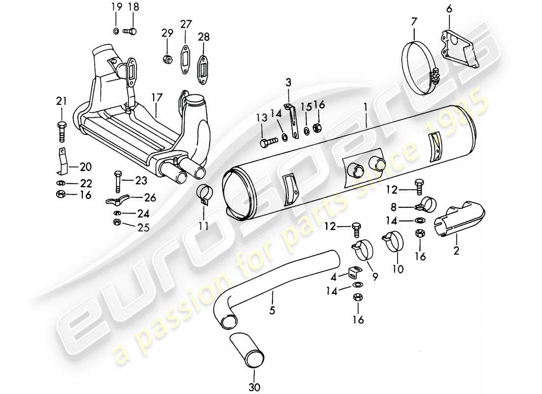 Porsche 911/912 (1965) Exhaust System - FOR - (D) + (S) Part Diagram
