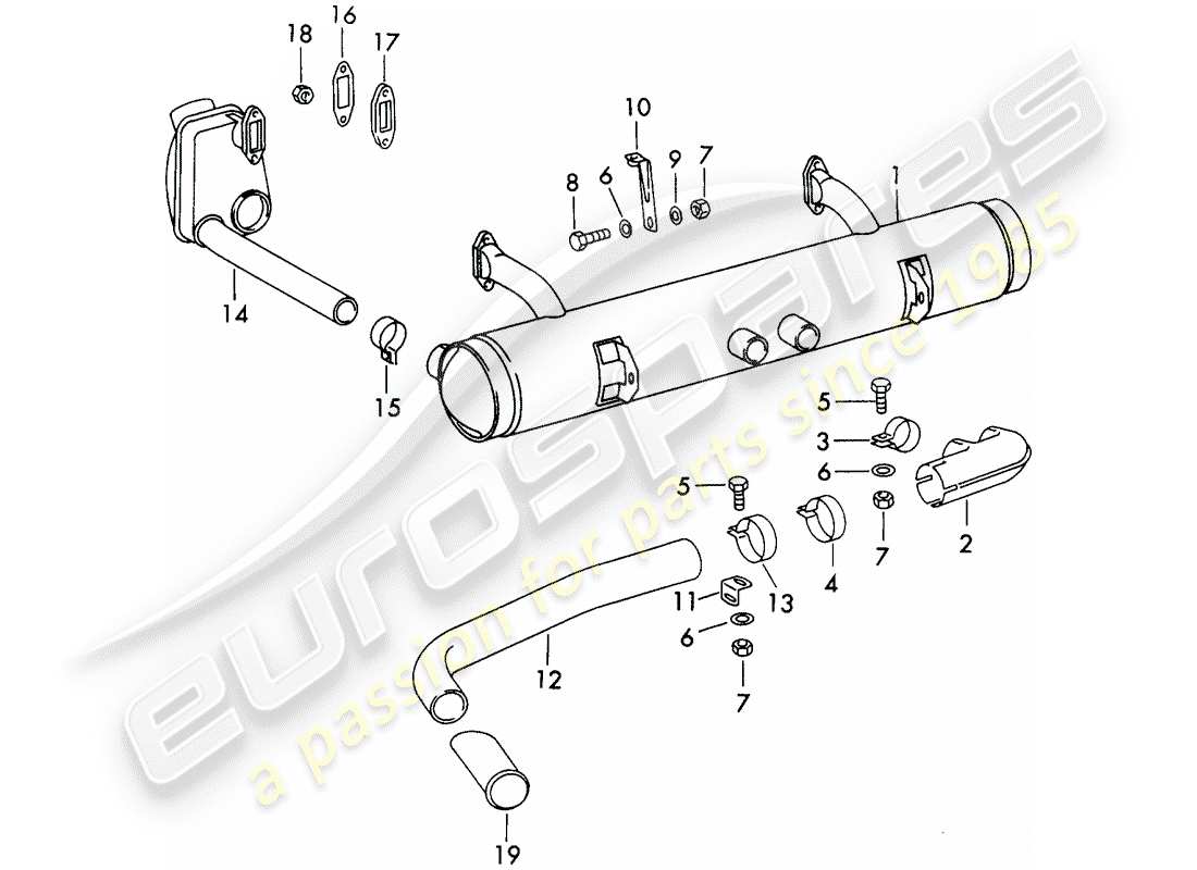 Porsche 911/912 (1965) Exhaust System - NOT FOR: - (D) + (S) Part Diagram
