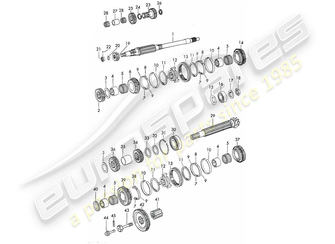 Porsche 911/912 (1965) GEARS AND SHAFTS - SPORTOMATIC Part Diagram