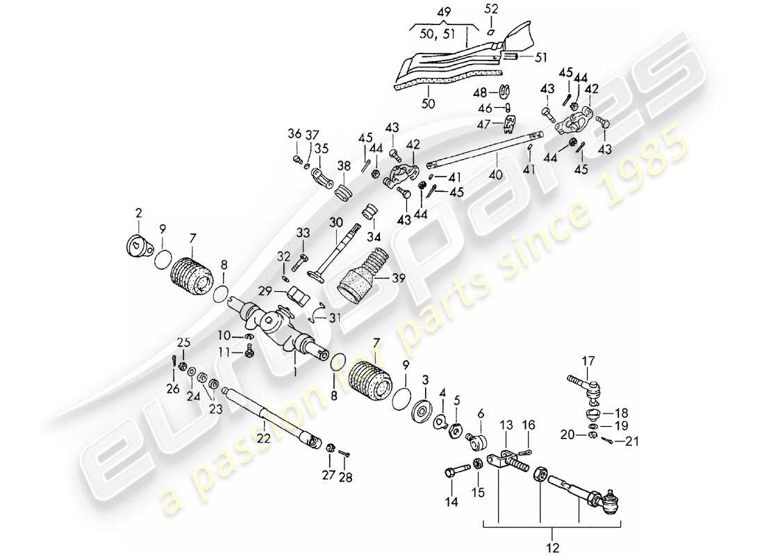 Porsche 911/912 (1965) STEERING GEAR - STEERING LINKAGE - D >> - MJ 1968 Part Diagram