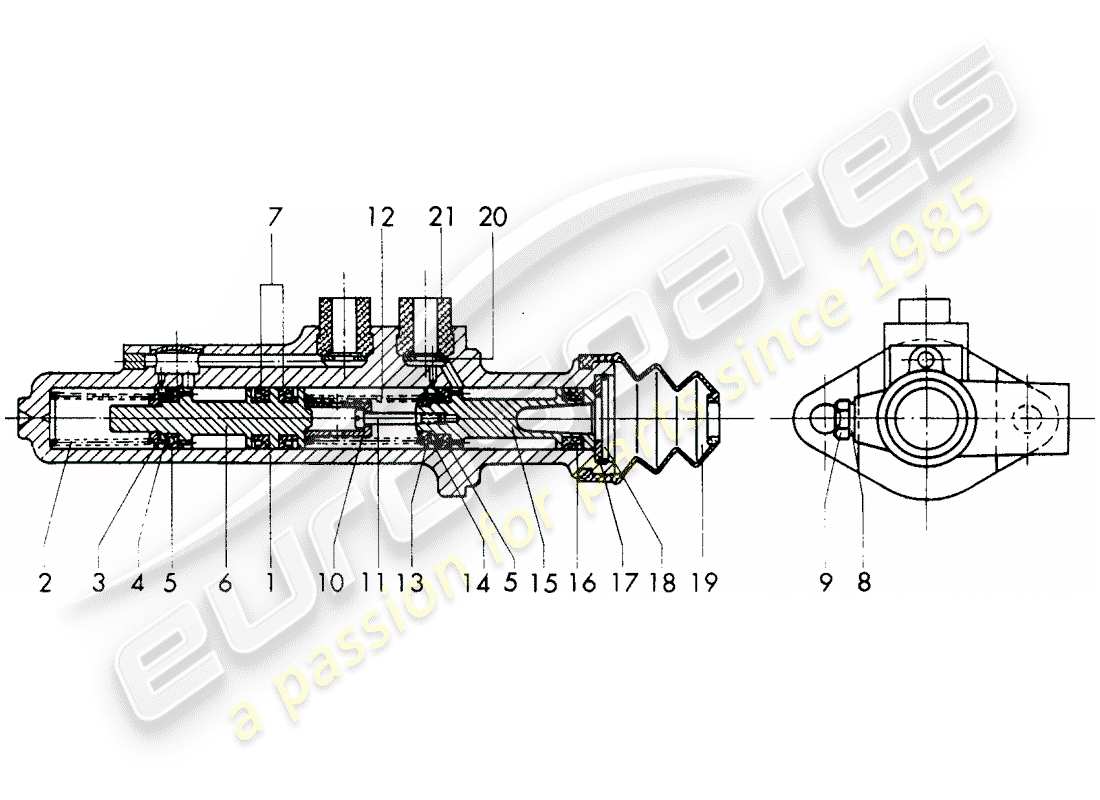 Porsche 911/912 (1965) BRAKE MASTER CYLINDER - $ 19,05 - WITHOUT: - WARNING FUNCTION - SINGLE PARTS - D - MJ 1969>> - MJ 1969 Part Diagram