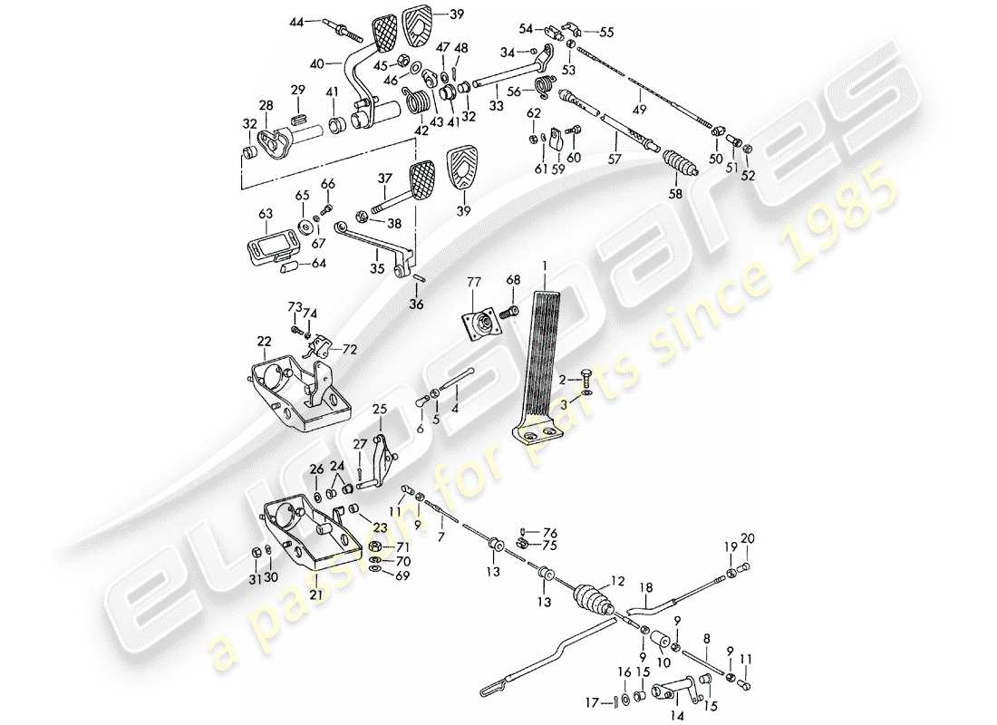 Porsche 911/912 (1965) pedals - for vehicles with - manual gearbox Part Diagram