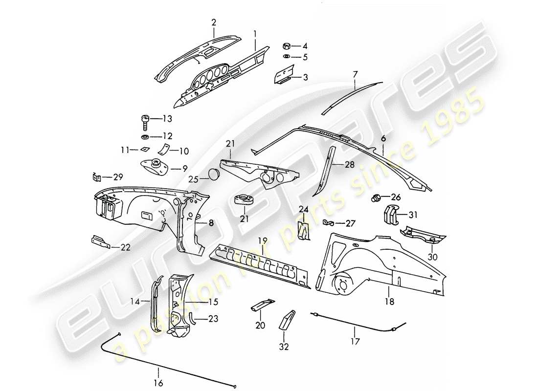 Porsche 911/912 (1965) INTERIOR PANELLING - TO FIT USE WORKSHOP MATERIAL Part Diagram