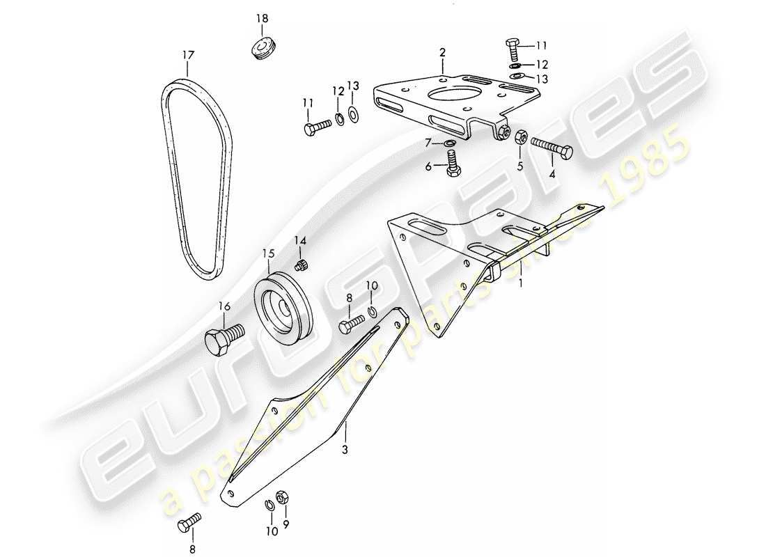 Porsche 911/912 (1965) MOUNT - DRIVING MECHANISM - AIR CONDITIONER - D >> - MJ 1968 Part Diagram