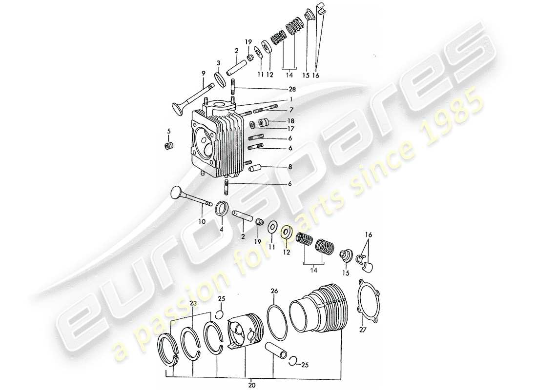 Porsche 911/912 (1966) CYLINDER HEAD - CYLINDER WITH PISTONS - REPAIR SET FOR MAINTENANCE - SEE ILLUSTRATION: Part Diagram