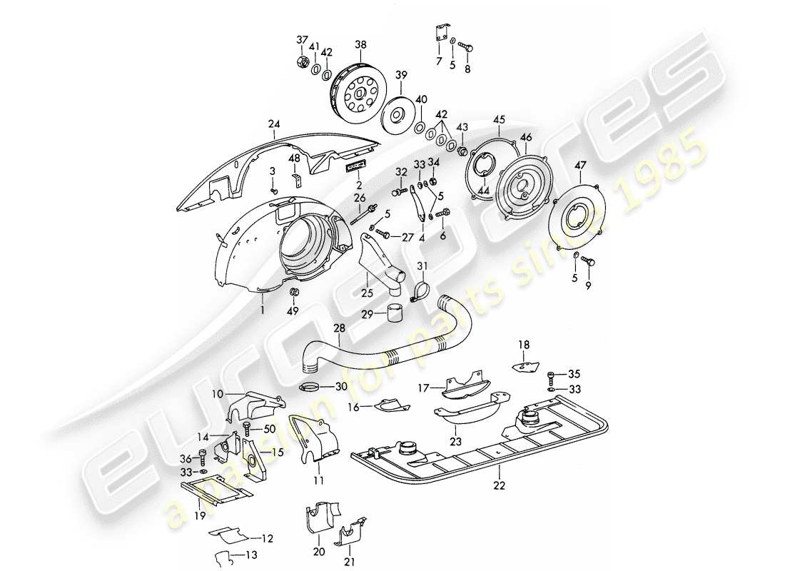 Porsche 911/912 (1966) AIR COOLING - AIR DUCT - AND - ENGINE COVER - FOR - (S)(D) Part Diagram