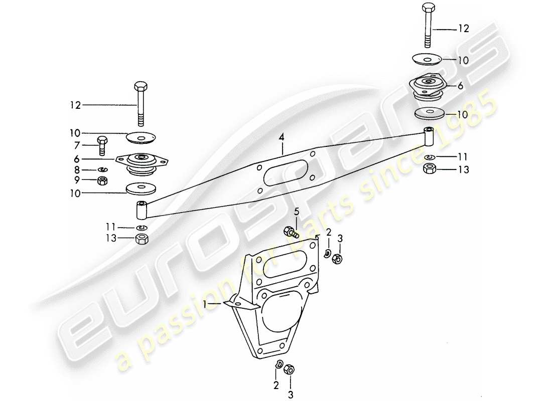 Porsche 911/912 (1966) engine suspension Part Diagram