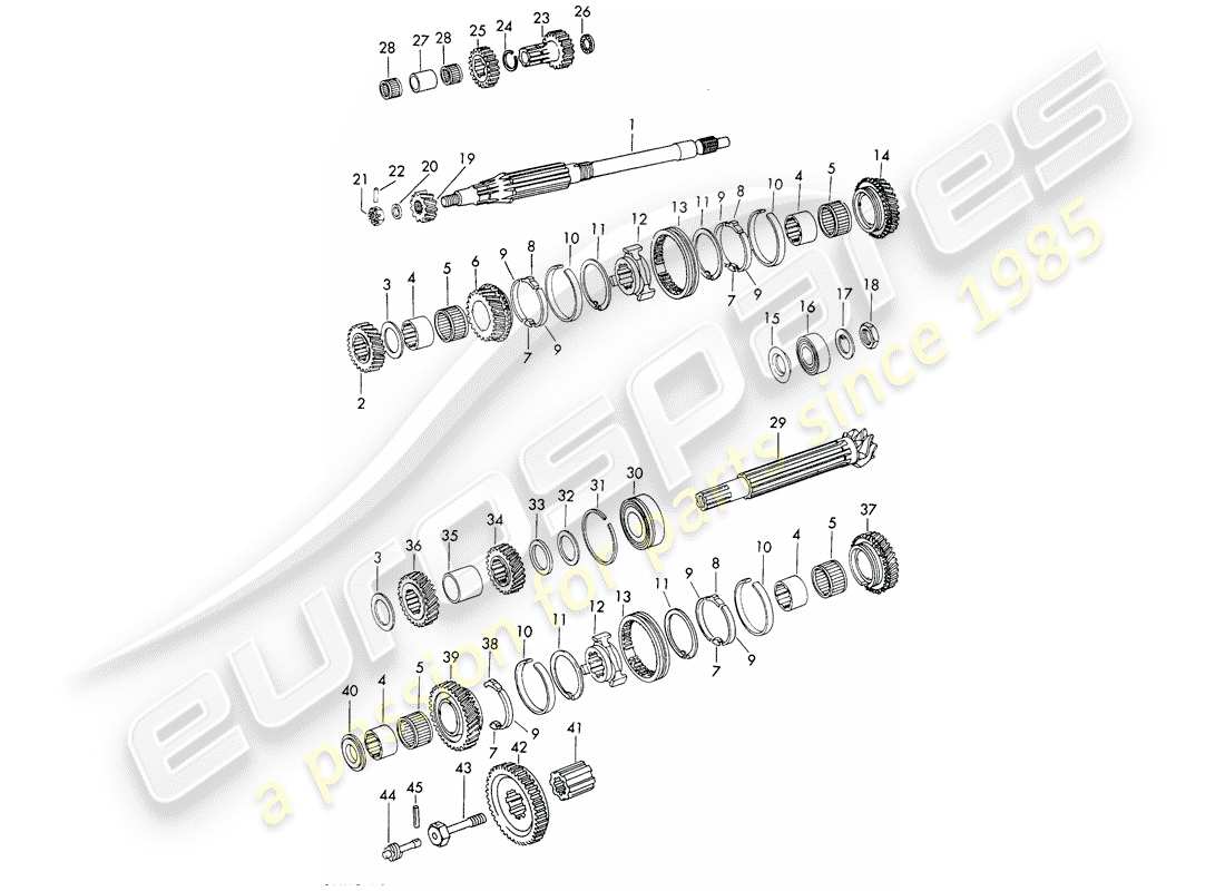 Porsche 911/912 (1966) GEARS AND SHAFTS - SPORTOMATIC Part Diagram