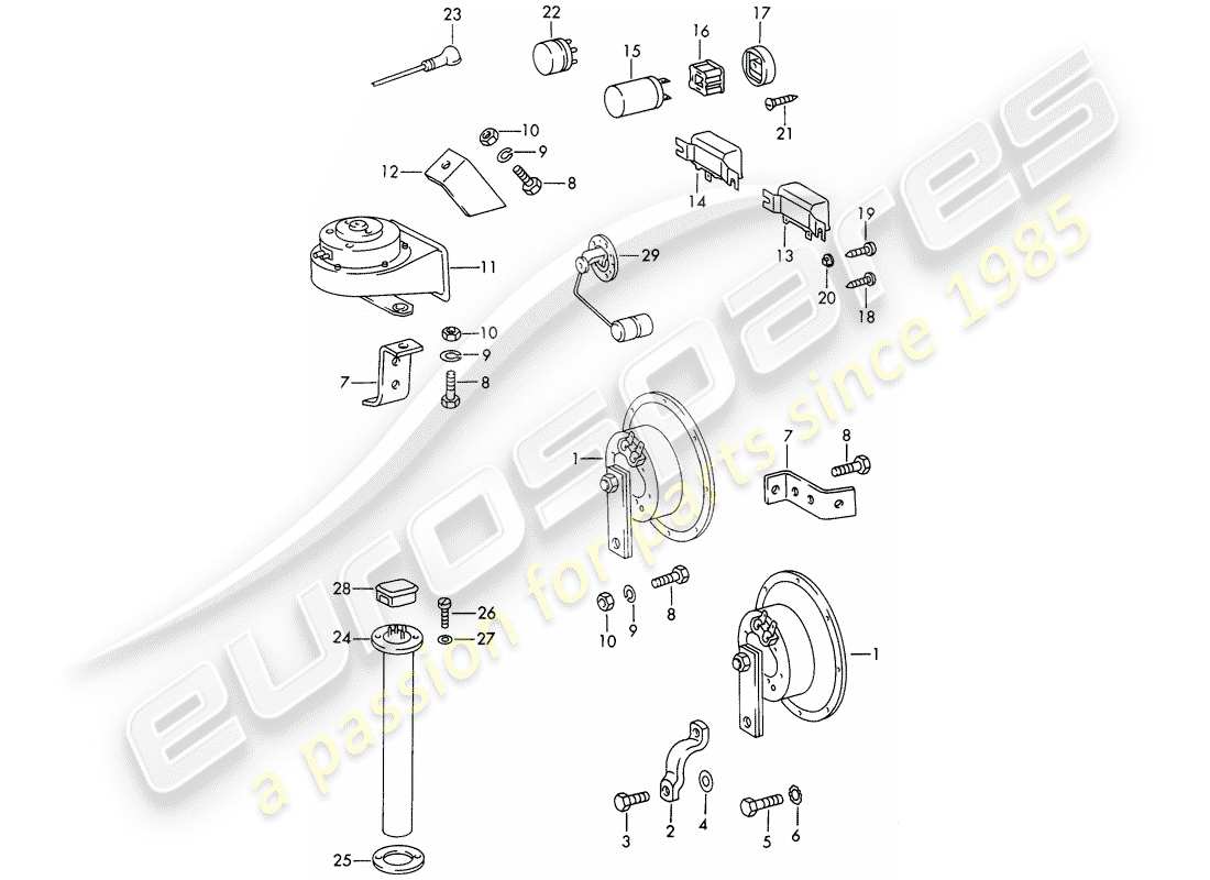 Porsche 911/912 (1966) HORN - RELAY Part Diagram