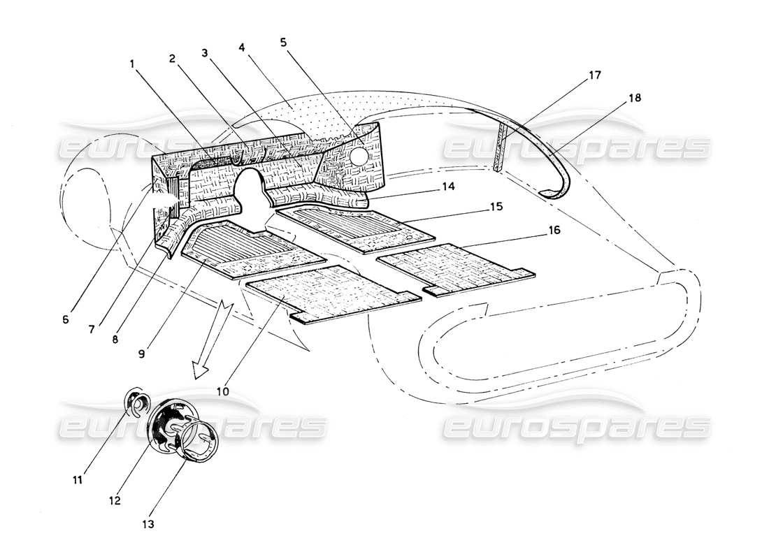 Ferrari 206 GT Dino (Coachwork) Cabin Carpets Part Diagram