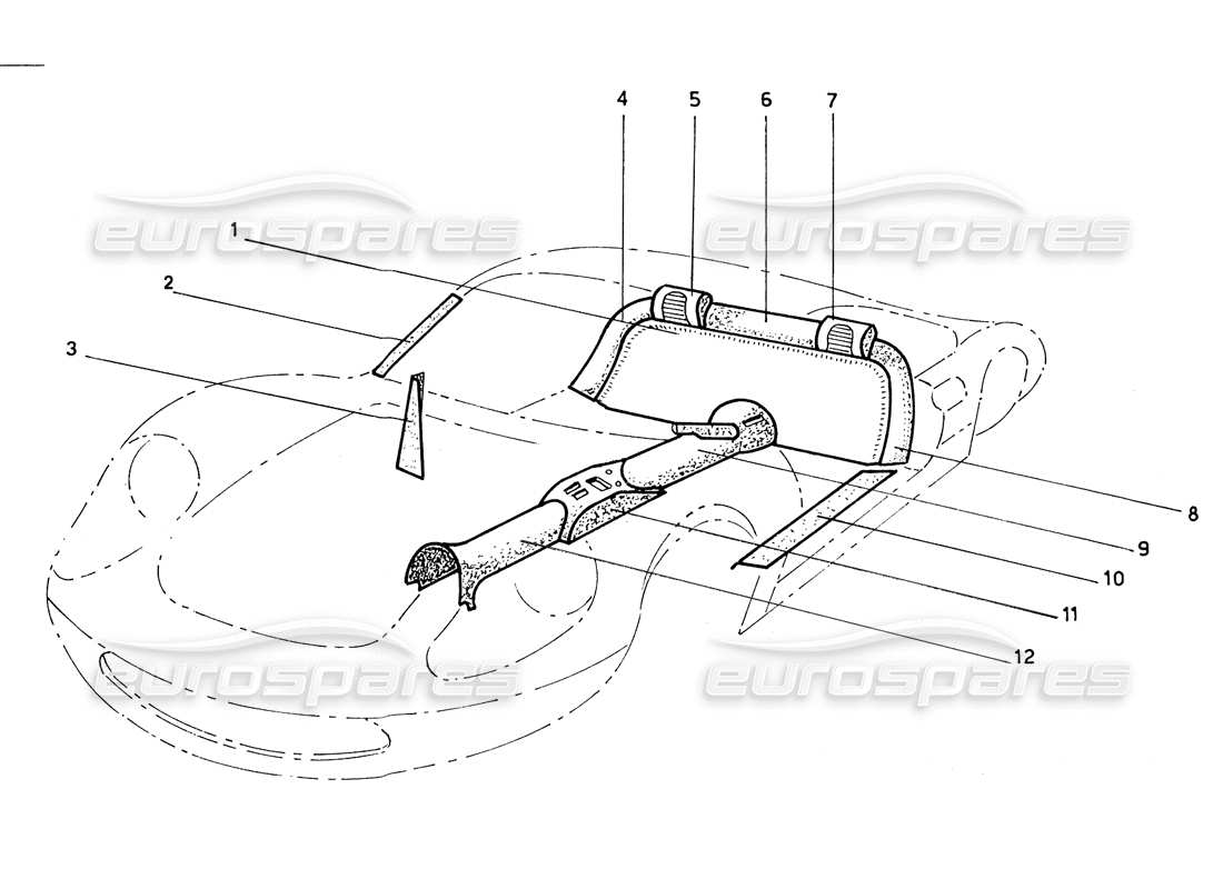 Ferrari 206 GT Dino (Coachwork) Centre Console & Head Rests Part Diagram