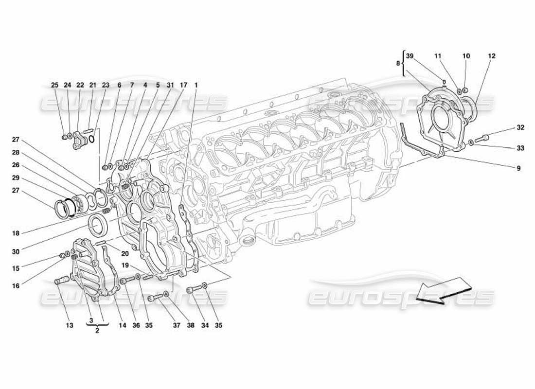 Ferrari 550 Barchetta crankcase - covers Part Diagram