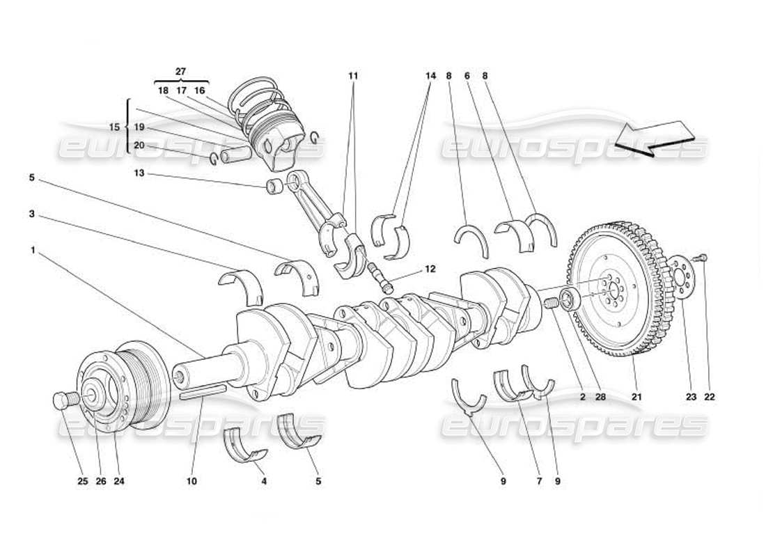 Ferrari 550 Barchetta driving shaft - connecting rods and pistons Part Diagram