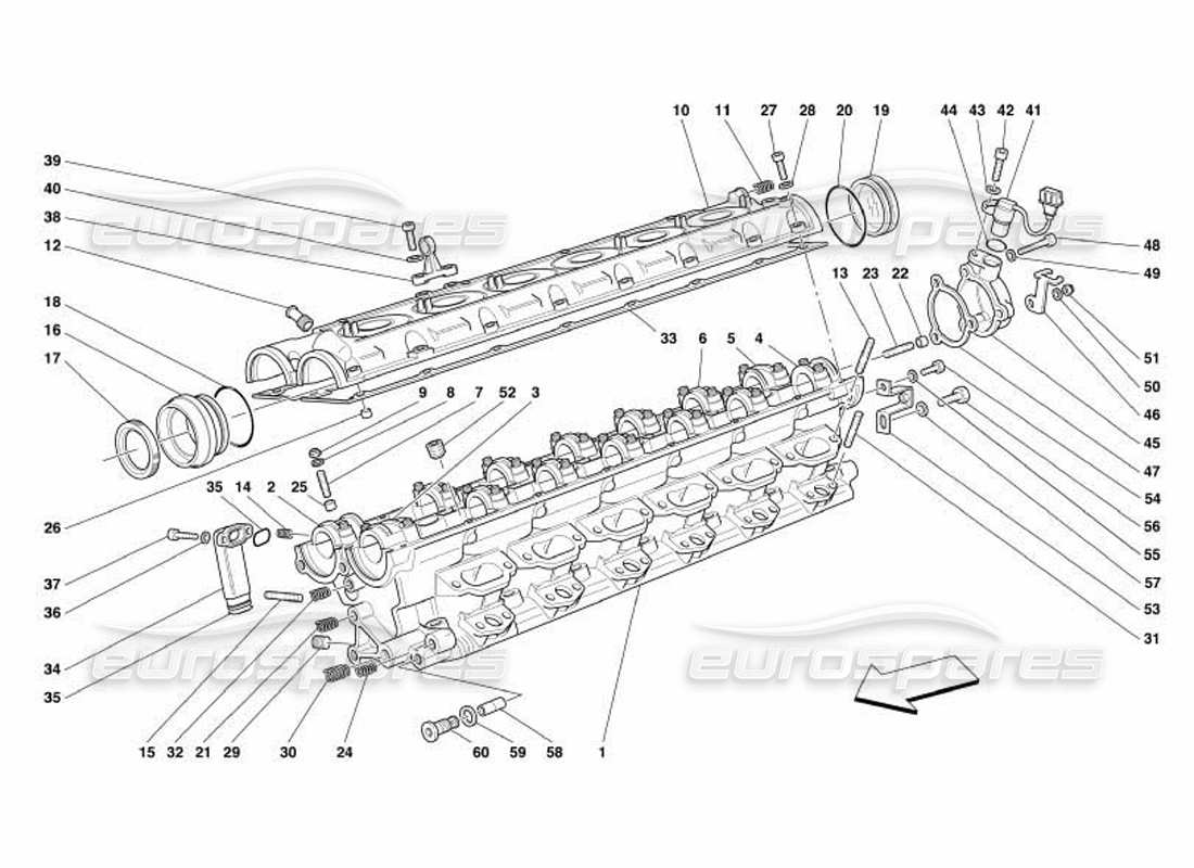 Ferrari 550 Barchetta RH Cylinder Head Part Diagram
