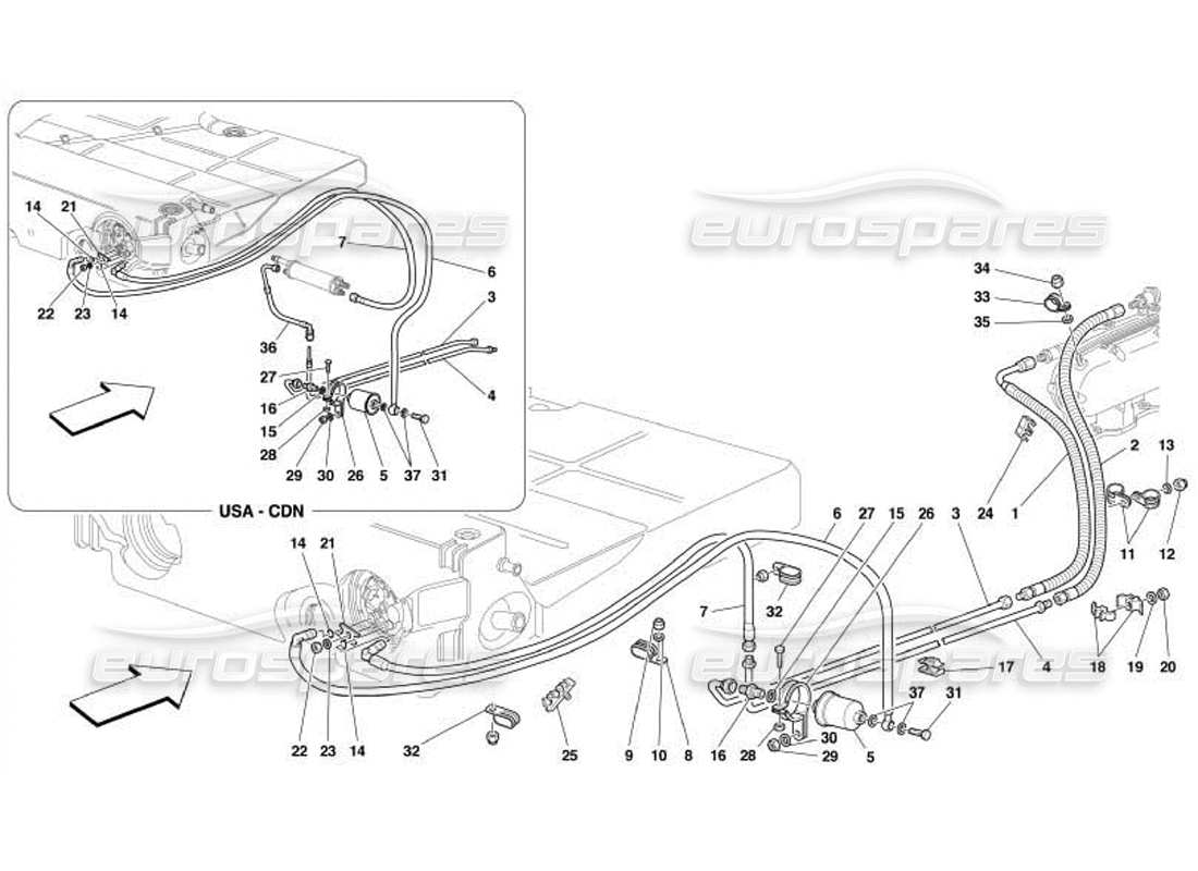 Ferrari 550 Barchetta fuel supply system Part Diagram