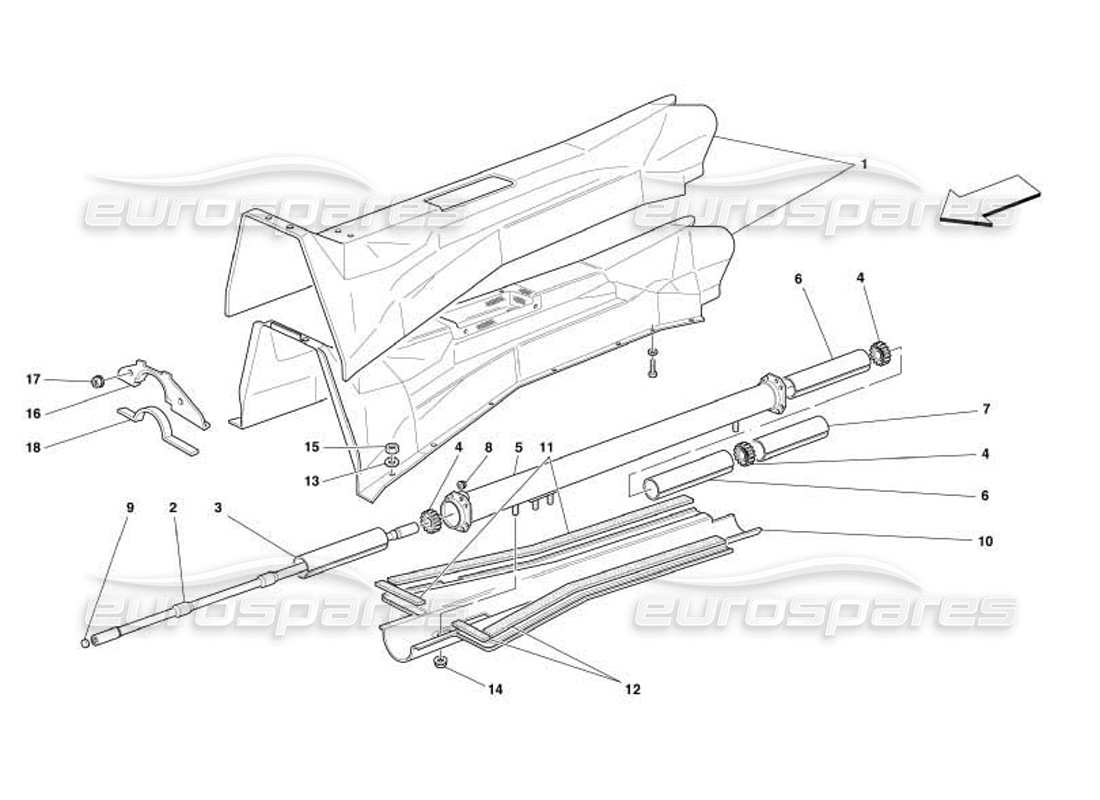 Ferrari 550 Barchetta Engine-Gearbox Connecting Tube and Insulation Part Diagram
