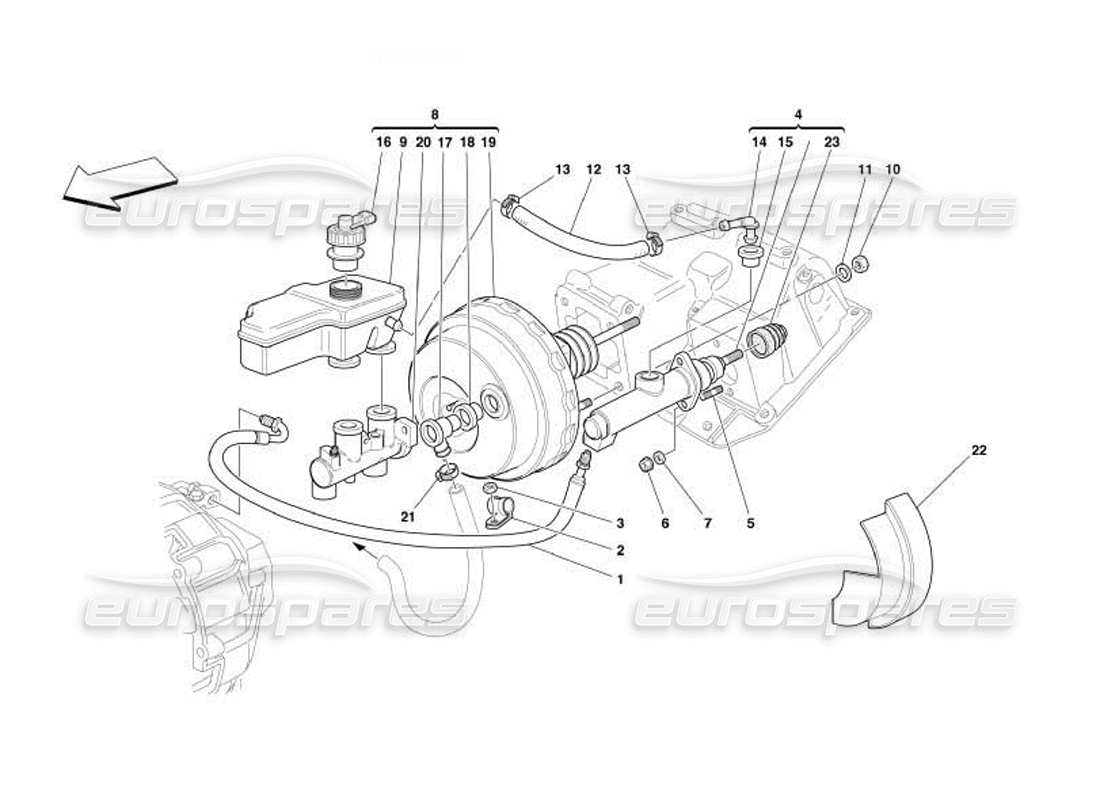 Ferrari 550 Barchetta Brake and Clutch Hydraulic System Part Diagram