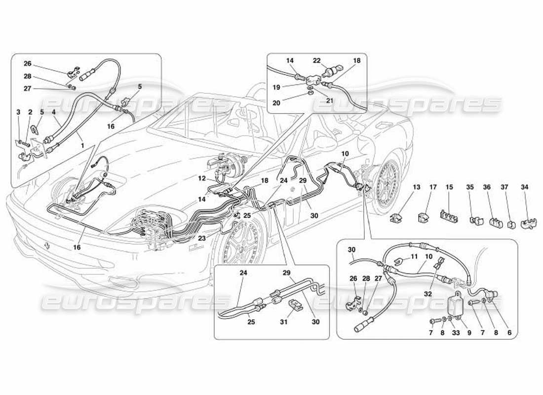 Ferrari 550 Barchetta Brake System -Not for GD- Part Diagram