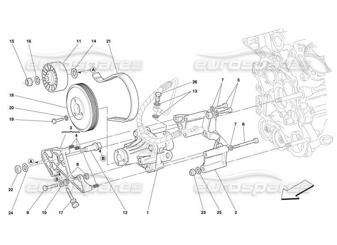 Ferrari 550 Barchetta Hydraulic Steering Pumps Part Diagram