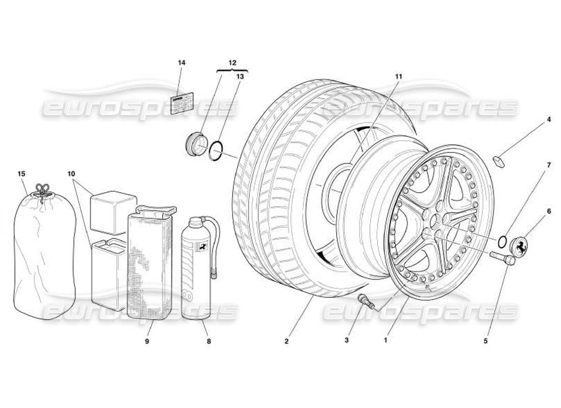 Ferrari 550 Barchetta Wheels Part Diagram
