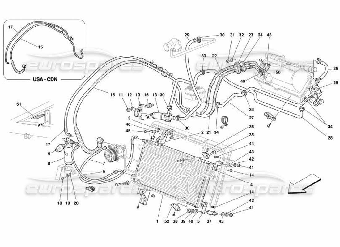 Ferrari 550 Barchetta air conditioning system Part Diagram
