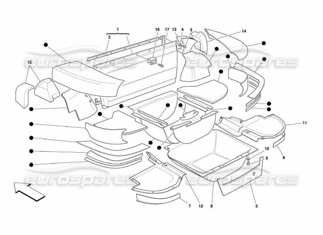 Ferrari 550 Barchetta Boot Insulation Part Diagram