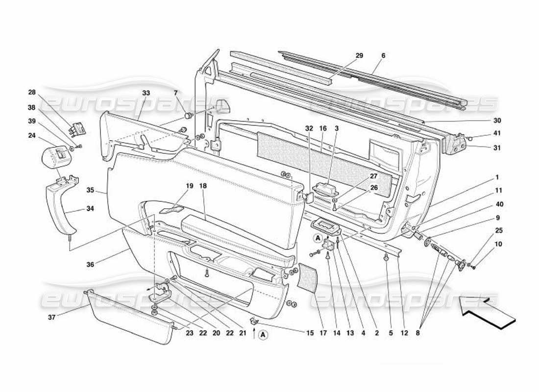 Ferrari 550 Barchetta Doors - Frameworks and Coverings Part Diagram