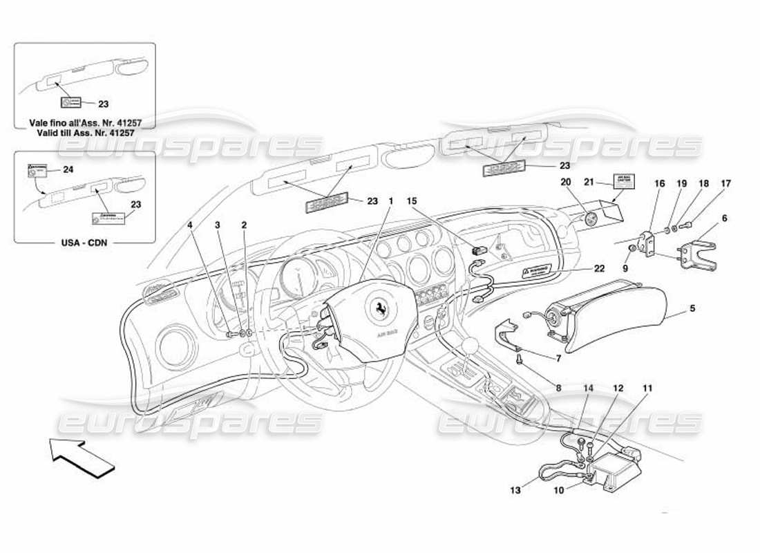 Ferrari 550 Barchetta Air-Bags Part Diagram
