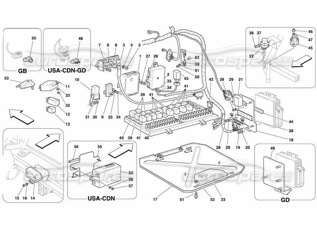 Ferrari 550 Barchetta Electrical Boards Part Diagram