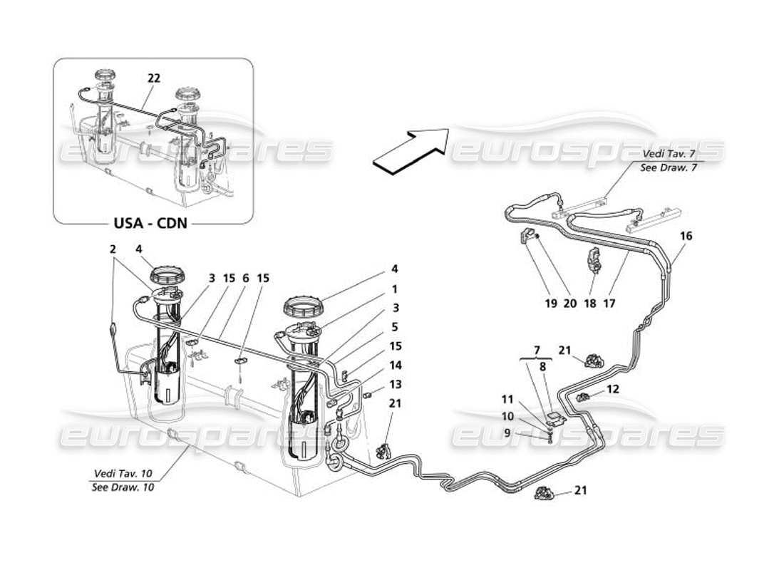 Maserati 4200 Gransport (2005) fuel pump and pipes Part Diagram