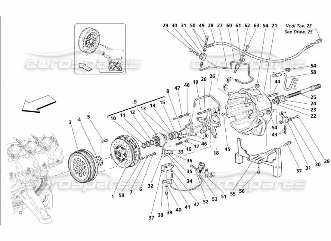 Maserati 4200 Gransport (2005) Clutch and Controls Part Diagram