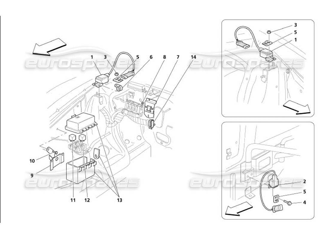 Maserati 4200 Gransport (2005) Engine Bonnet Sensor and Control Stations Part Diagram