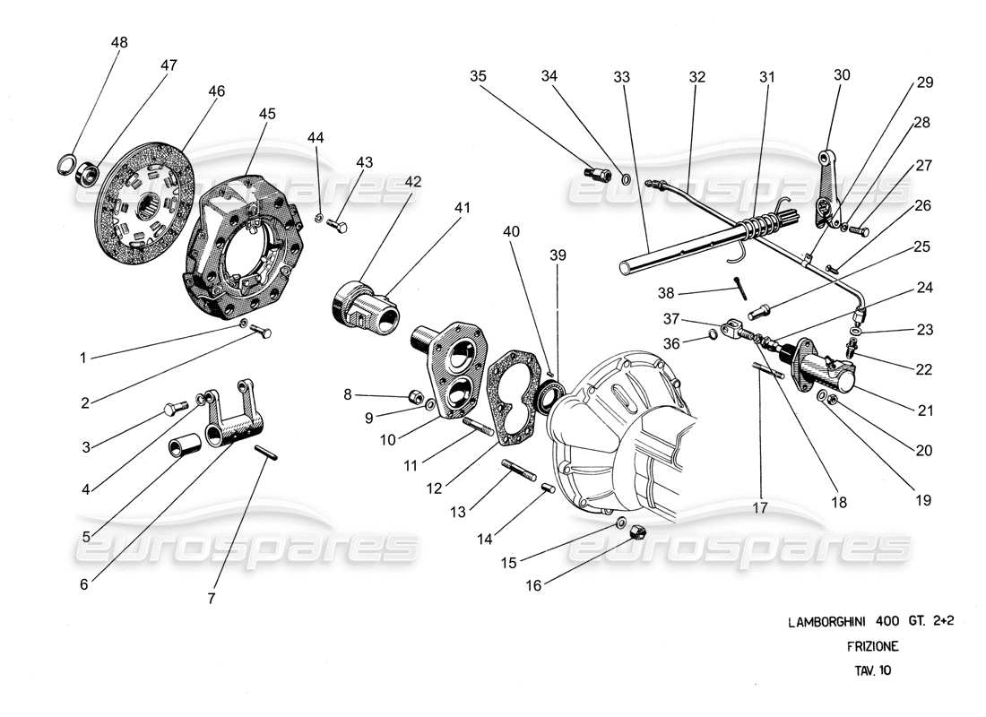 Lamborghini 400 GT clutch Part Diagram