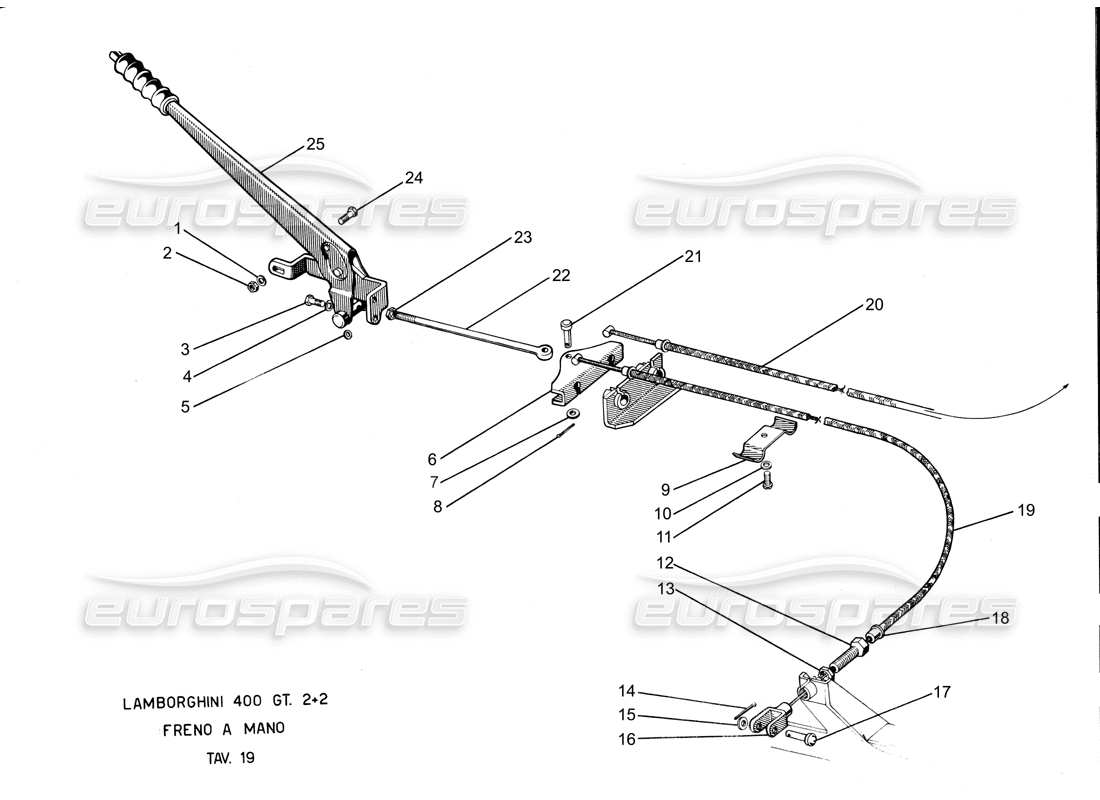 Lamborghini 400 GT Hand brake Part Diagram