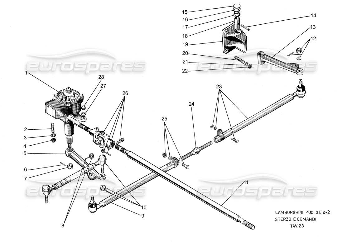 Lamborghini 400 GT Steering box Part Diagram