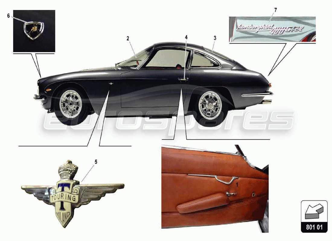 Lamborghini 400 GT BODY Part Diagram