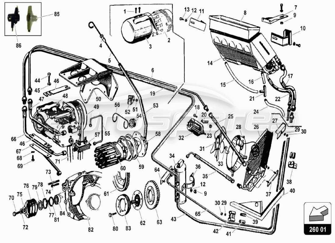 Lamborghini Miura P400 air conditioning system Part Diagram